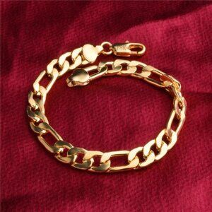 18K Gold 8MM Sideways Bracelet For Women Men Party Gifts Wedding Fashion Jewelry